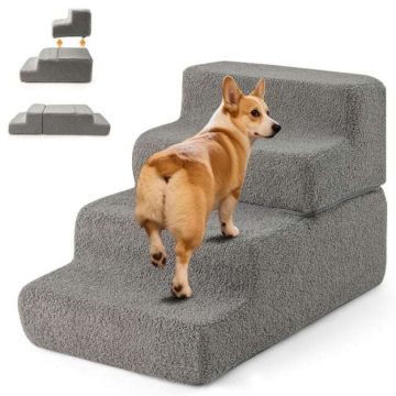 Dog Stairs, 4 Steps, Gray, 60 × 40 × 40 cm