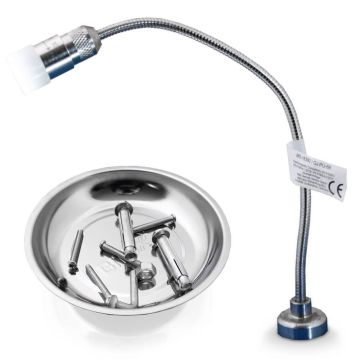 Darbnīcas lampa + magnētiska bļoda skrūvēm/uzgaļiem