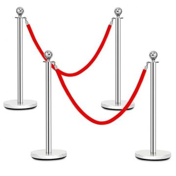 Visitor flow control system, 4 stands and 2 ropes