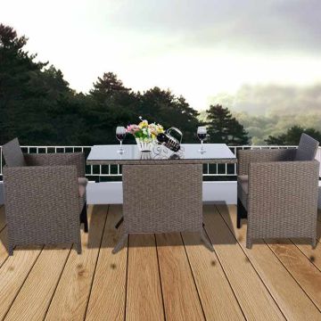 Outdoor furniture set, 2 armchairs and table, Brown