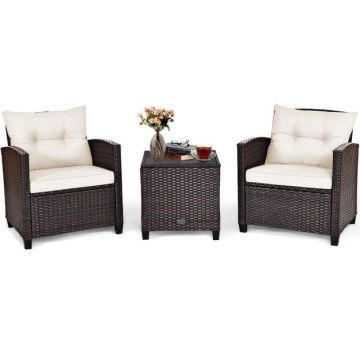 Outdoor Furniture Set, 3-Piece, 2 Sofas and Table, Multicolor, 26.5 × 26.5 × 30 inches