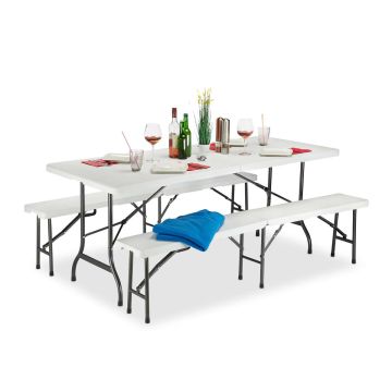 Āra mēbeļu komplekts Relaxdays 10022837.0, 1 galds un 2 soli, 180 × 74 × 74,5 cm