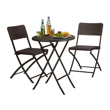 Dārza mēbeļu komplekts Relaxdays BASTIAN, 3 daļas, galds un 2 krēsli