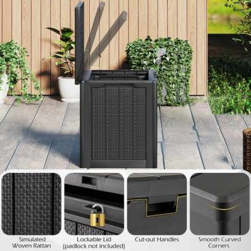 Outdoor storage box, 96 l, Black, 56 × 50.5 × 41 cm