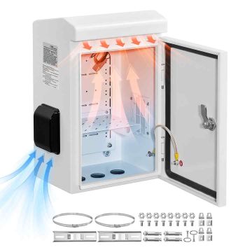 Āra elektrības kārba VEVOR SPT402520HW, ar termostatu un ventilatoru, 400 × 300 × 200 mm