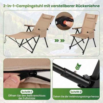 Outdoor chair, 4-position backrest, Gray, 156.5 × 52 × 82.5 cm