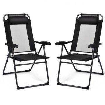 Outdoor chairs, 2 pcs, Black, 71 × 103 × 52.5 cm
