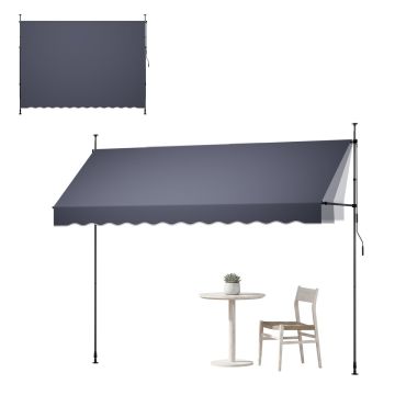 Выдвижной навес VEVOR SDA350120-S, С ручным управлением, Серый, 350 × 110–150 × 210–310 см