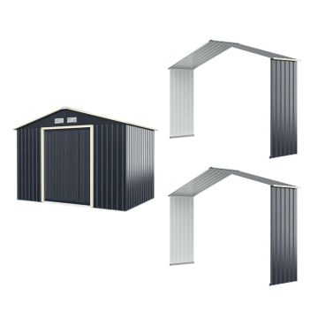 Outdoor storage unit, with 2 extensions, Grey, 277 × 255 × 202 cm