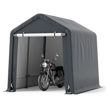 Outdoor storage unit, roll-up door with zipper, Grey, 240 × 195 × 214 cm