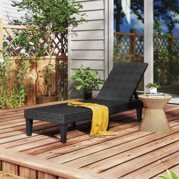 Outdoor sun lounger set, 2 pcs., 3 positions, Black, 150 × 57 × 88 cm