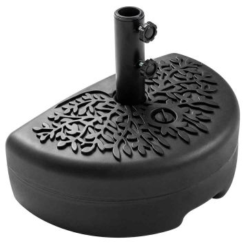 Outdoor umbrella base, semi-circular