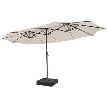 Outdoor umbrella, double with 48 LED lights, Sand, 470 × 280 × 251 cm