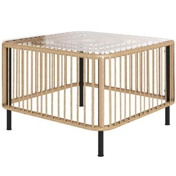 Уличный стол Outsunny 65x65x43см, светло-коричневый/черный цвет