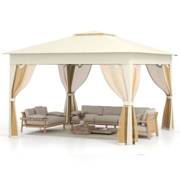 Outdoor canopy, 4 mesh sides, Sand, 338 × 338 × 260 cm