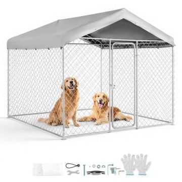 Āra suņu voljērs VEVOR, Pelēka, 2,3 × 2,3 × 2,15 m