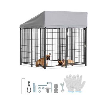 Āra suņu voljērs VEVOR SKU2025001, Melna/sudraba, 1,12 × 1,15 × 1,25 m