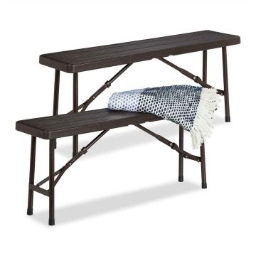 Уличные скамейки Relaxdays, 2 шт, Коричневые, 100 × 42 × 25 см