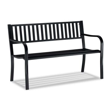 Уличная скамья Relaxdays, Для двух человек, Чёрная, 127,5 × 82 × 59,5 см