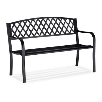 Уличная скамья Relaxdays, Для двух человек, Чёрная, 127,5 × 86,5 × 58,5 см
