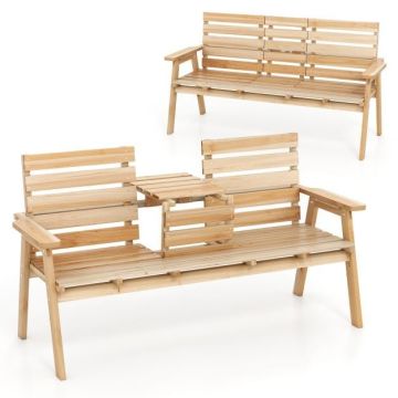 Outdoor bench, With folding table, 160 × 86 × 64 cm