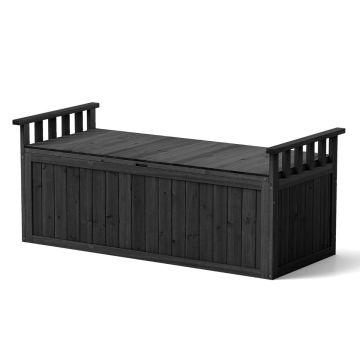 Outdoor bench, 209 l storage box, Black, 128 × 58 × 53 cm