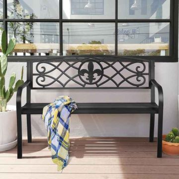 Outdoor bench made of powder-coated steel, capacity for 2-3 people