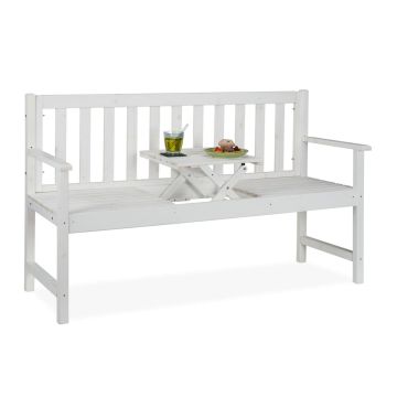 Dārza sols Relaxdays 10038652.0, līdz 3 personām, Balts, 152 × 90 × 56 cm