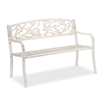 Dārza sols Relaxdays, 2–3 vietām, balts/zelta, 127 × 87 × 57 cm