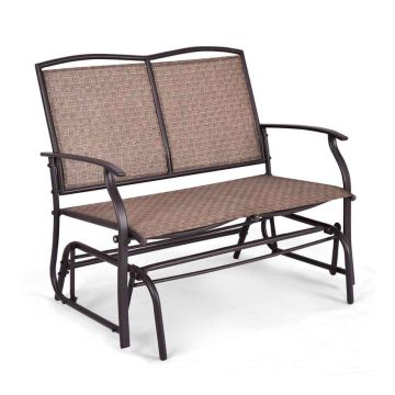 Glider outdoor rocking bench, 2-seater, brown, 104.9 × 71.4 × 93 cm