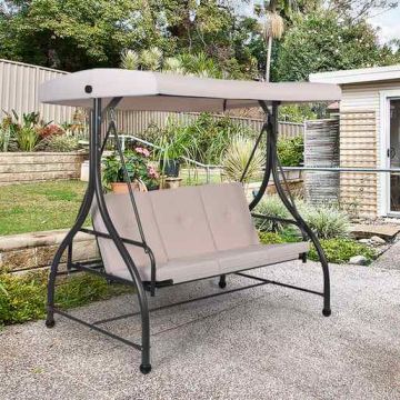 Outdoor swing, 3-seater, with adjustable canopy, 184 × 113 × 178 cm