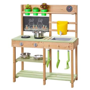 Āra rotaļu virtuve VEVOR AC8288, 2 plītis, zaļa, 76,2 × 32,4 × 91,4 cm