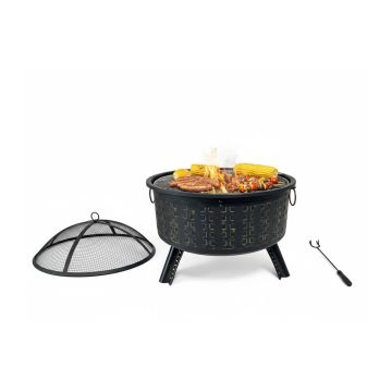 Ugunskura vieta Relaxdays 10053296.0, ar dzirksteļu aizsargu un grilu, Ø 66 × 62 cm