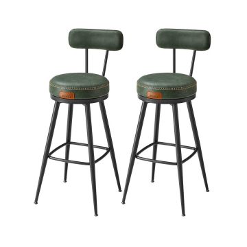 Комплект из 2 барных стульев 57x57x101см., черный/темно-зеленый