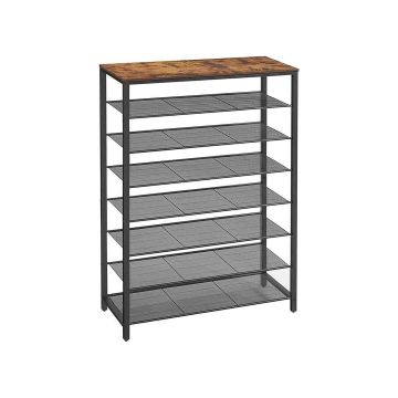 Полка для обуви 100 x 30 x 152 см., коричнево-черная