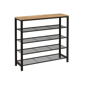 Полка для обуви 100 x 30 x 92,5 см., коричнево-черная