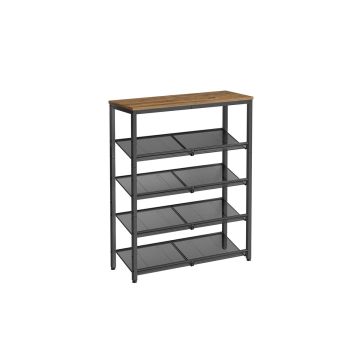 Полка для обуви 30x75x93см., черно-коричневая