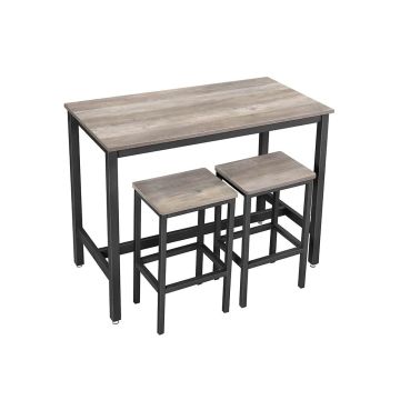Bāra galda un krēslu komplekts Greige 120 x 60 x 90 cm., pelēks/melns