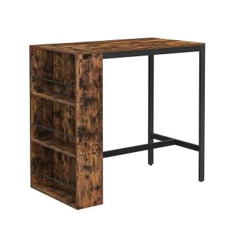Bāra galds ar plauktiem 110 x 60 x 100 cm, brūns/melns