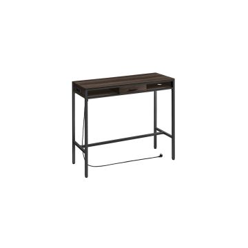 Письменный стол с зарядной станцией и ящиком 40x120x104,6 см, темно-коричневый/черный