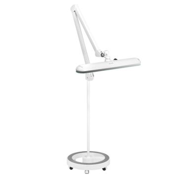 LED darbnīcas lampa ELEGANTE, uz trijkāja, Balta