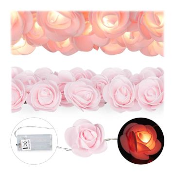 LED virtene Relaxdays, 20 rozes, Rozā