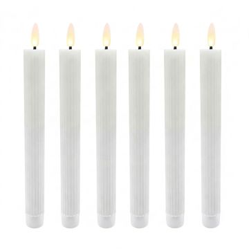 LED konusveida sveces Relaxdays, 6 gab, Balta, Ø 2 × 25 cm
