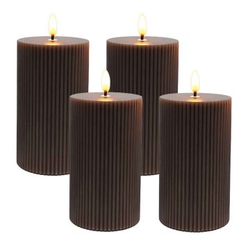LED vaska sveču komplekts Relaxdays, 4 gab, Brūna, Ø 7,5 × 13 cm