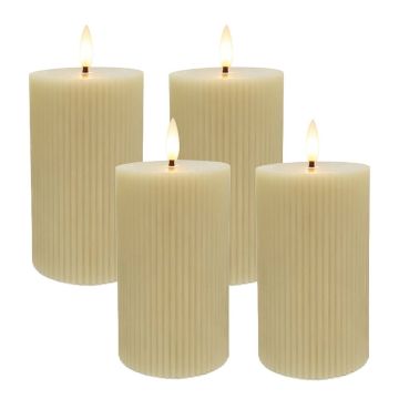 LED vaska sveču komplekts Relaxdays, 4 gab, Bēša, Ø 7,5 × 13 cm