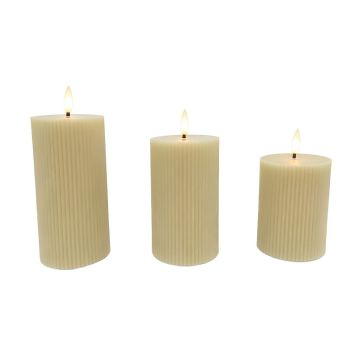 LED sveces Relaxdays, 3 gab, 13 × 7,5 cm; 15 × 7,5 cm; 18 × 7,5 cm