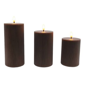 LED sveces Relaxdays, 3 gab, 13 × 7,5 cm; 15 × 7,5 cm; 18 × 7,5 cm