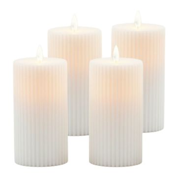 LED sveču komplekts Relaxdays, 4 gab, Balta, Ø 7,5 × 18 cm