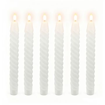 LED sveču komplekts Relaxdays, 6 gab, Balta, 25 × 2,2 cm