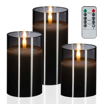 Набор LED-свечей в стеклянных ёмкостях Relaxdays 10050406_111, 3 шт